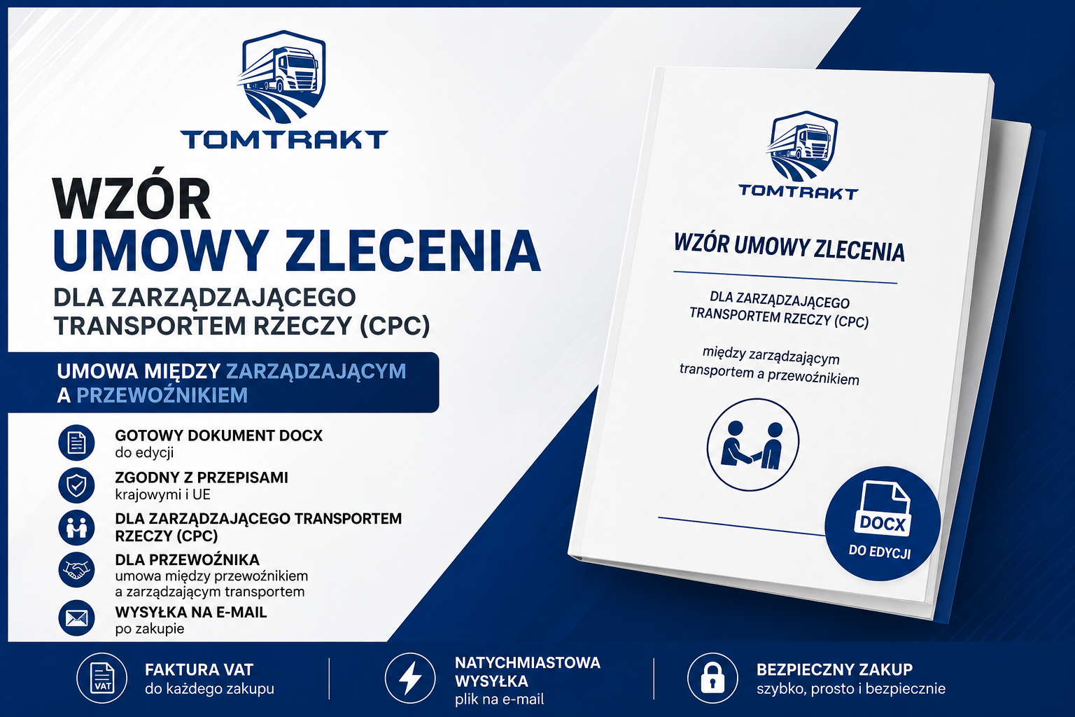 Gotowy wzór umowy zlecenia dla Zarządzającego Transportem (CPC) | Transport drogowy rzeczy | Wysyłka e-mail