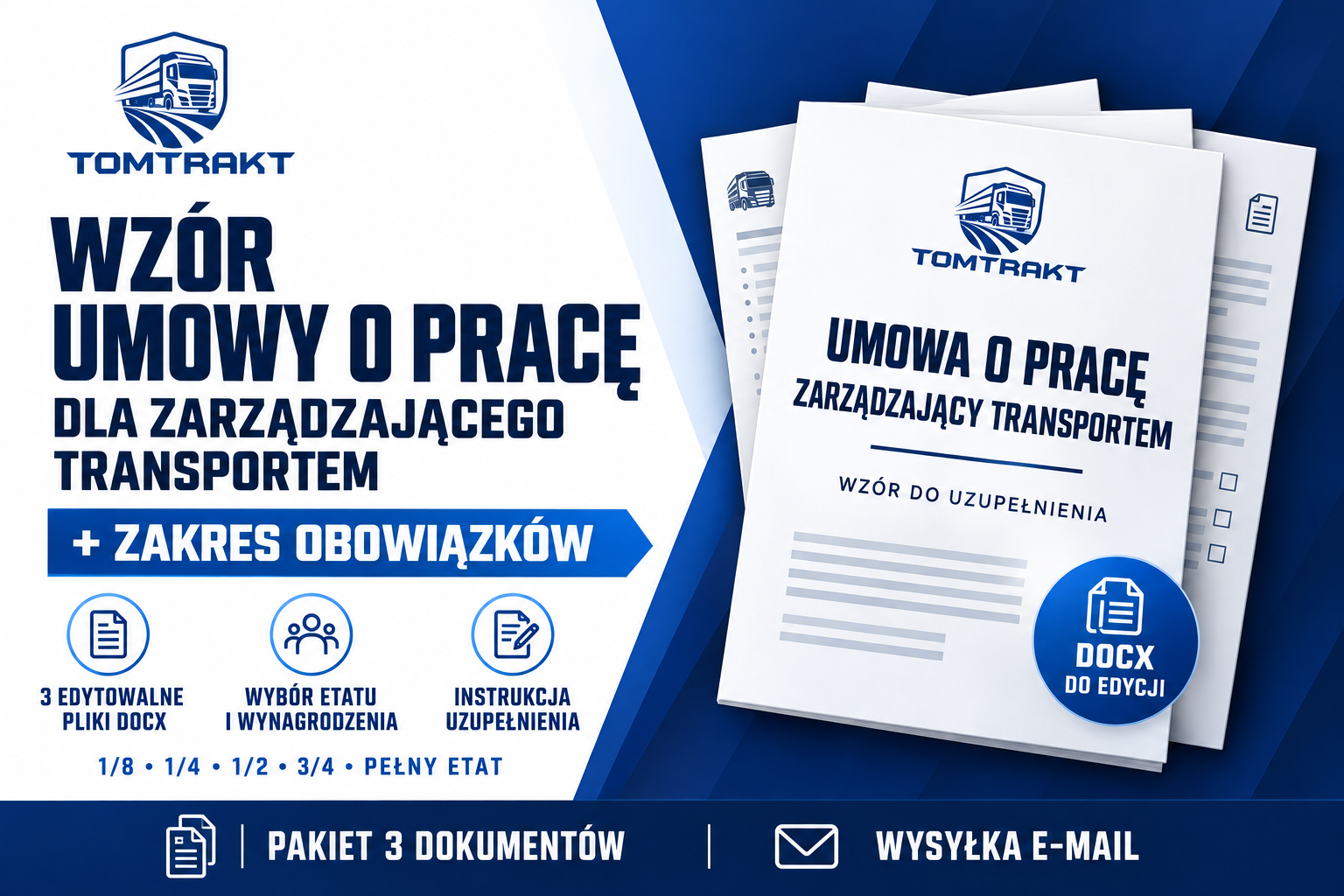 Wzór umowy o pracę dla zarządzającego transportem (CKZ/CPC) + zakres obowiązków | DOCX